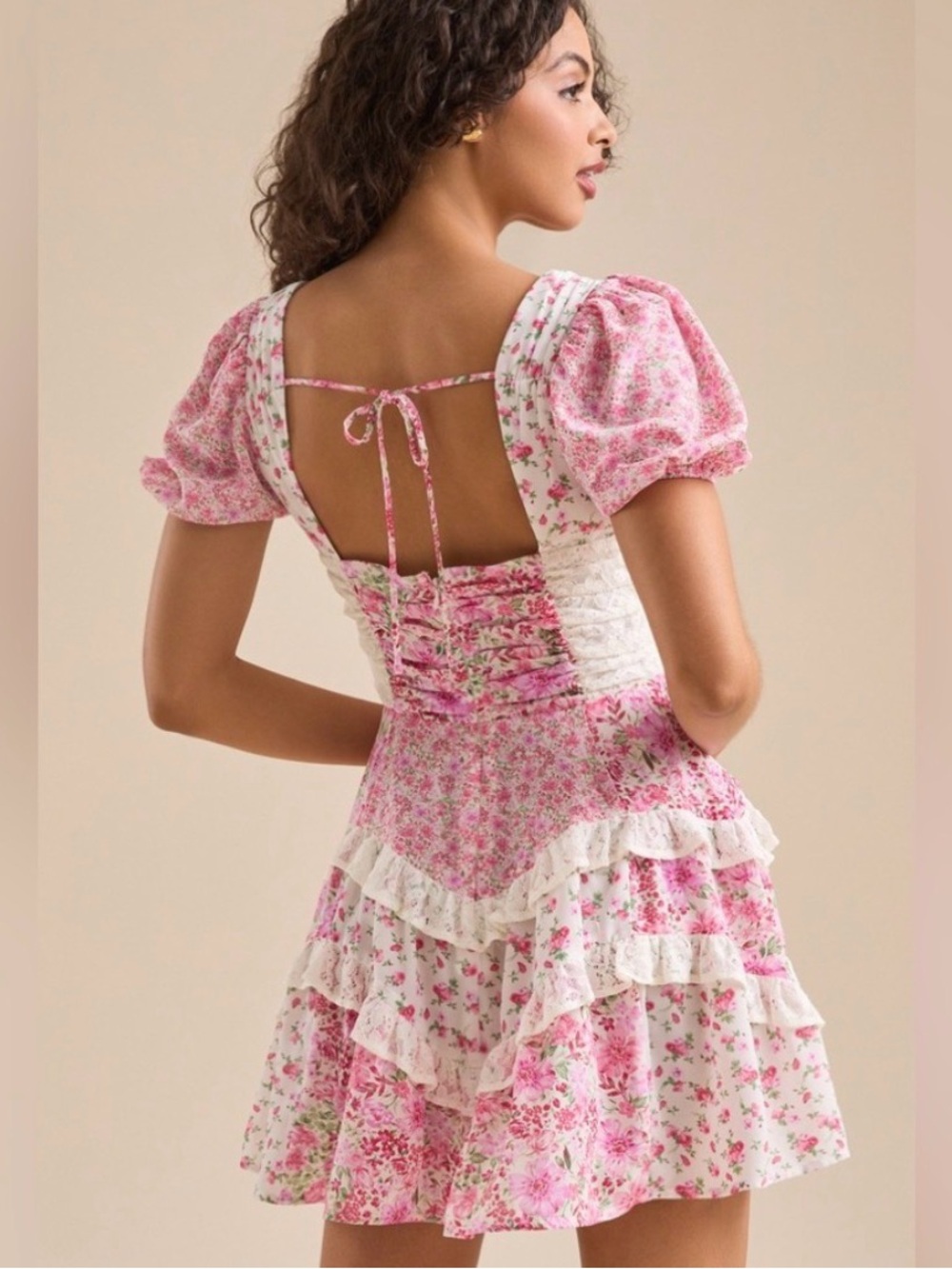 Altar'd State Pink Floral Ruffled Mini Dress - Picture 5 of 5